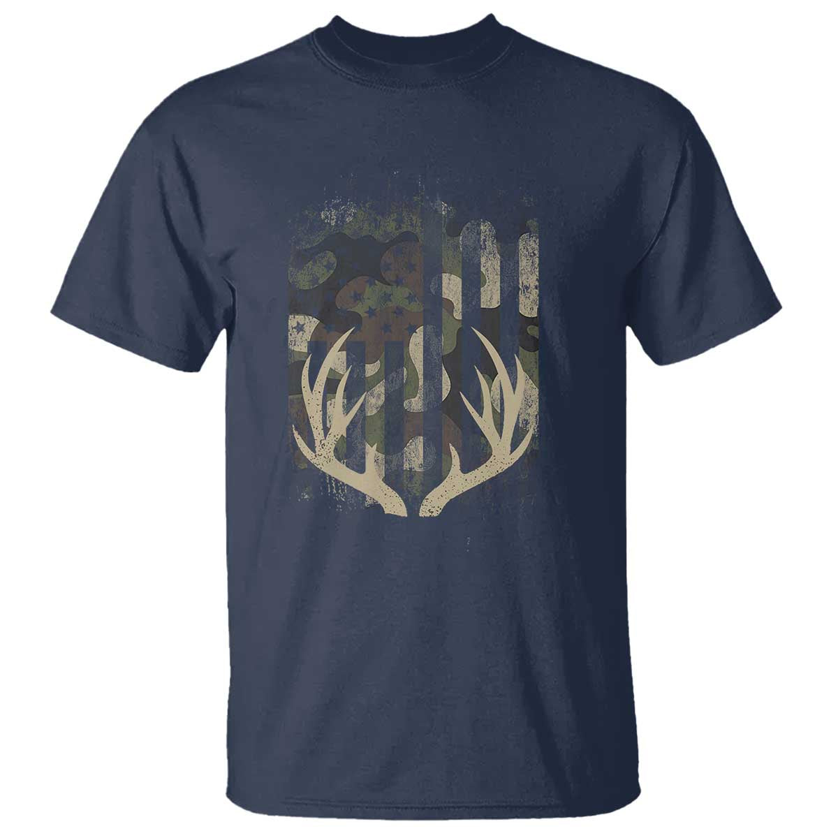 Deer Hunting American Flag T Shirt TS10 Navy Print Your Wear