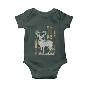 Deer Hunting American Camouflage Flag Baby Onesie TS10 Dark Forest Green Print Your Wear