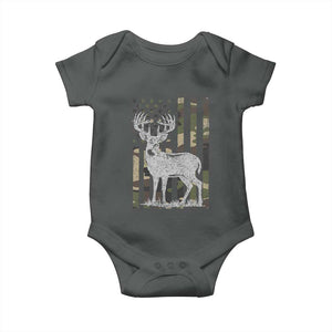 Deer Hunting American Camouflage Flag Baby Onesie TS10 Dark Heather Print Your Wear