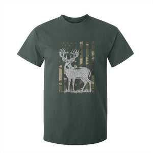 Deer Hunting American Camouflage Flag T Shirt For Kid TS10 Dark Forest Green Print Your Wear