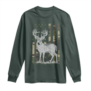 Deer Hunting American Camouflage Flag Long Sleeve Shirt TS10 Dark Forest Green Print Your Wear