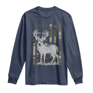 Deer Hunting American Camouflage Flag Long Sleeve Shirt TS10 Navy Print Your Wear