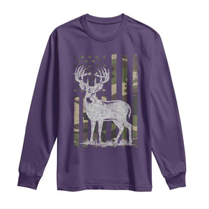 Deer Hunting American Camouflage Flag Long Sleeve Shirt TS10 Purple Print Your Wear