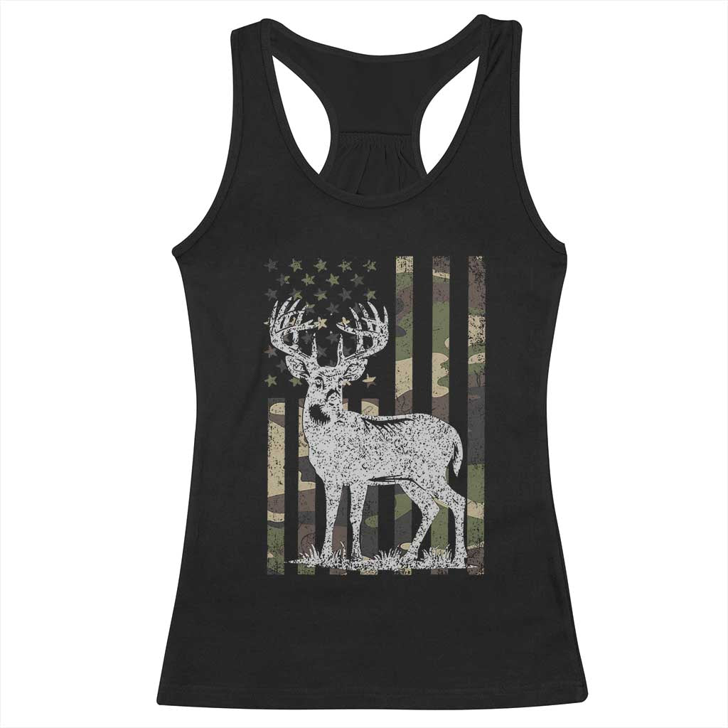 Deer Hunting American Camouflage Flag Racerback Tank Top TS10 Black Print Your Wear