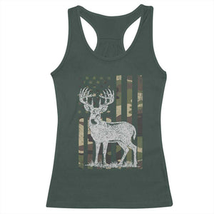 Deer Hunting American Camouflage Flag Racerback Tank Top TS10 Dark Forest Green Print Your Wear