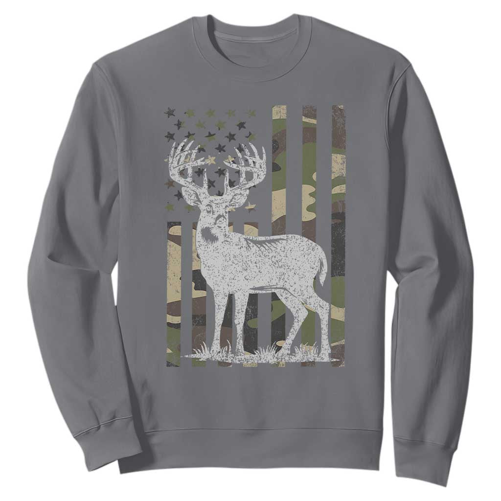 Deer Hunting American Camouflage Flag Sweatshirt TS10 Charcoal Print Your Wear