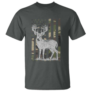 Deer Hunting American Camouflage Flag T Shirt TS10 Dark Heather Print Your Wear