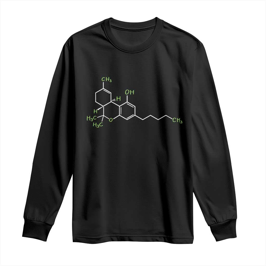 Marijuana Long Sleeve Shirt Cannabis Weed Pot Molecule THC Stoner Gift TS10 Black Print Your Wear