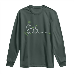 Marijuana Long Sleeve Shirt Cannabis Weed Pot Molecule THC Stoner Gift TS10 Dark Forest Green Print Your Wear