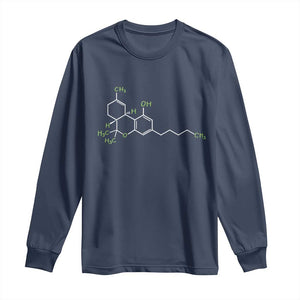 Marijuana Long Sleeve Shirt Cannabis Weed Pot Molecule THC Stoner Gift TS10 Navy Print Your Wear