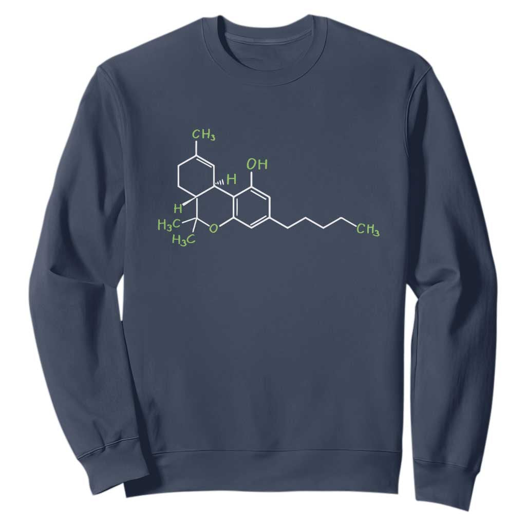 Marijuana Sweatshirt Cannabis Weed Pot Molecule THC Stoner Gift TS10 Navy Print Your Wear