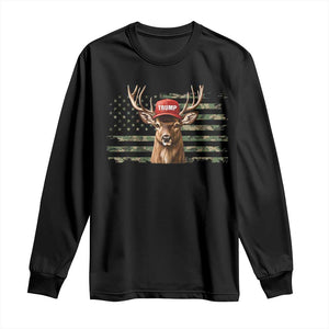 Hunting Trump Long Sleeve Shirt Antlers Deer Camouflage USA Flag Trump Support TS10 Black Print Your Wear