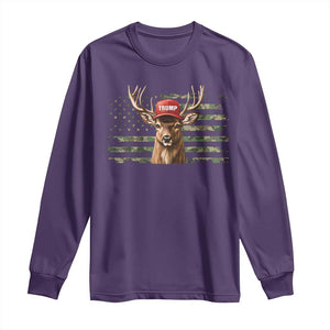 Hunting Trump Long Sleeve Shirt Antlers Deer Camouflage USA Flag Trump Support TS10 Purple Print Your Wear