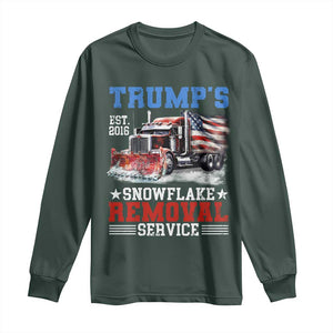 Support Trump Long Sleeve Shirt Funny Trump's Snowflake Removal Service 2024 US American Flag TS10 Dark Forest Green Print Your Wear