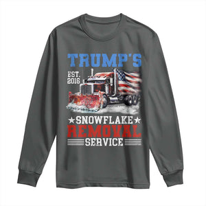 Support Trump Long Sleeve Shirt Funny Trump's Snowflake Removal Service 2024 US American Flag TS10 Dark Heather Print Your Wear