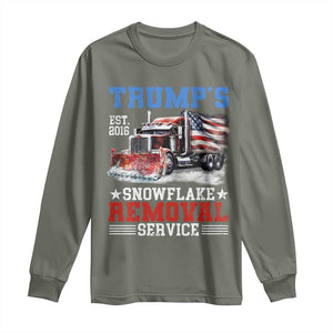 Support Trump Long Sleeve Shirt Funny Trump's Snowflake Removal Service 2024 US American Flag TS10 Military Green Print Your Wear