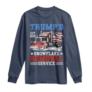 Support Trump Long Sleeve Shirt Funny Trump's Snowflake Removal Service 2024 US American Flag TS10 Navy Print Your Wear