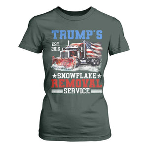 Support Trump T Shirt For Women Funny Trump's Snowflake Removal Service 2024 US American Flag TS10 Dark Forest Green Print Your Wear