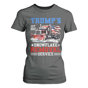 Support Trump T Shirt For Women Funny Trump's Snowflake Removal Service 2024 US American Flag TS10 Dark Heather Print Your Wear