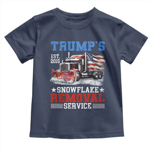 Support Trump Toddler T Shirt Funny Trump's Snowflake Removal Service 2024 US American Flag TS10 Navy Print Your Wear