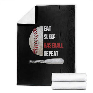 Baseball Player Throw Blanket Retro Funny Eat Sleep Baseball Repeat TS10 Black Print Your Wear