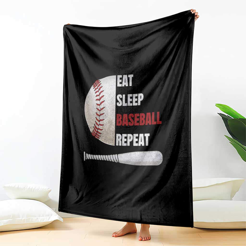 Baseball Player Throw Blanket Retro Funny Eat Sleep Baseball Repeat TS10 Print Your Wear