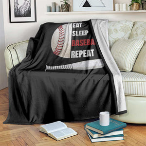 Baseball Player Throw Blanket Retro Funny Eat Sleep Baseball Repeat TS10 Print Your Wear