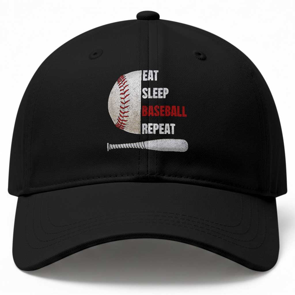 Baseball Player Baseball Cap Retro Funny Eat Sleep Baseball Repeat TS10 Print Your Wear