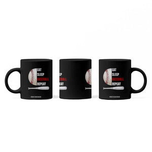 Baseball Player Coffee Mug Retro Funny Eat Sleep Baseball Repeat TS10 Print Your Wear
