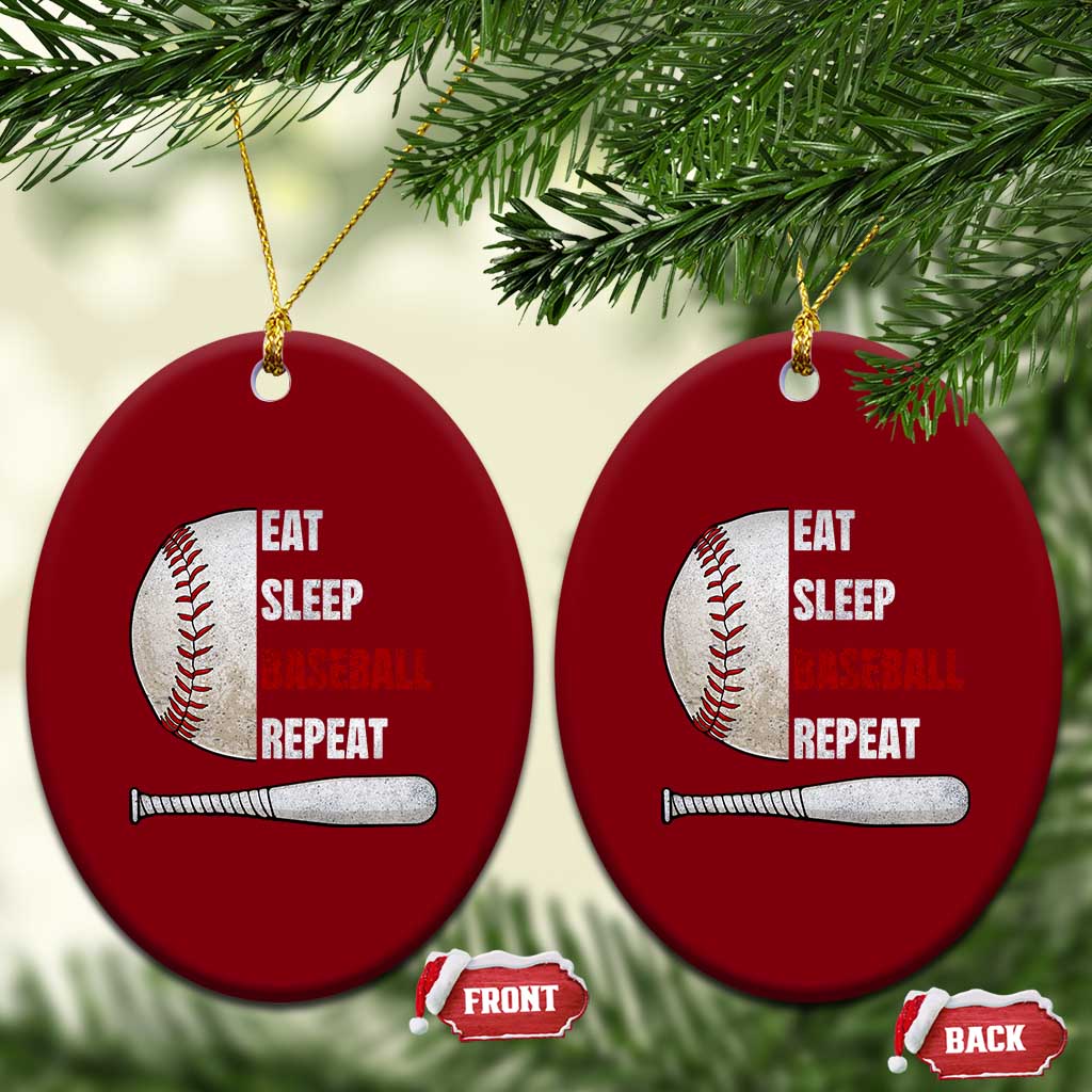 Baseball Player Ceramic Ornament Retro Funny Eat Sleep Baseball Repeat TS10 Print Your Wear