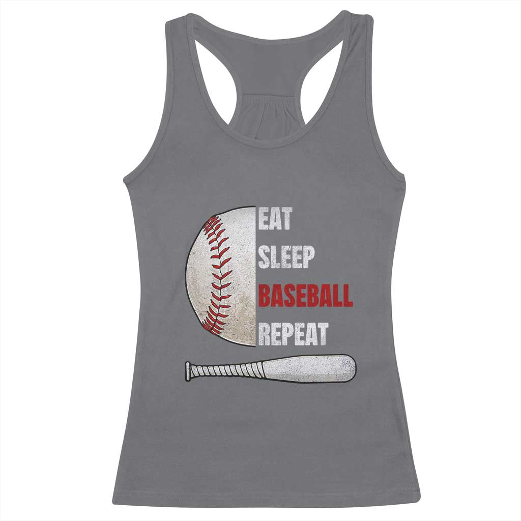 Baseball Player Racerback Tank Top Retro Funny Eat Sleep Baseball Repeat TS10 Charcoal Print Your Wear
