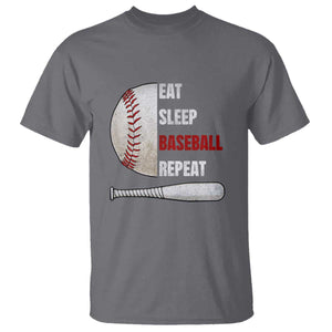 Baseball Player T Shirt Retro Funny Eat Sleep Baseball Repeat TS10 Charcoal Print Your Wear