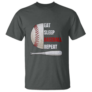Baseball Player T Shirt Retro Funny Eat Sleep Baseball Repeat TS10 Dark Heather Print Your Wear