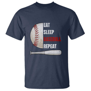Baseball Player T Shirt Retro Funny Eat Sleep Baseball Repeat TS10 Navy Print Your Wear