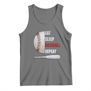 Baseball Player Tank Top Retro Funny Eat Sleep Baseball Repeat TS10 Black Heather Print Your Wear