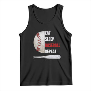 Baseball Player Tank Top Retro Funny Eat Sleep Baseball Repeat TS10 Black Print Your Wear