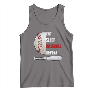 Baseball Player Tank Top Retro Funny Eat Sleep Baseball Repeat TS10 Deep Heather Print Your Wear