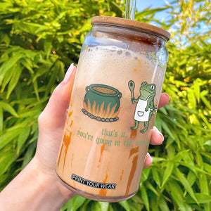 Funny Frog Glass Can Thats It You're Going In The Soup Weird Weirdcore Meme TS10 White Print Your Wear