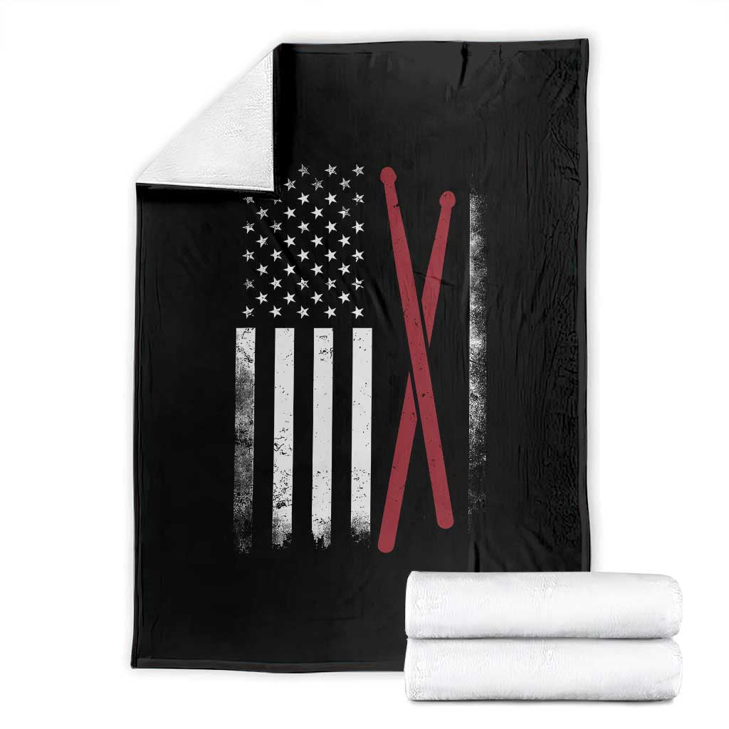 American Flag Drumsticks Throw Blanket USA Drummers Vintage Drum Sticks TS10 Black Print Your Wear