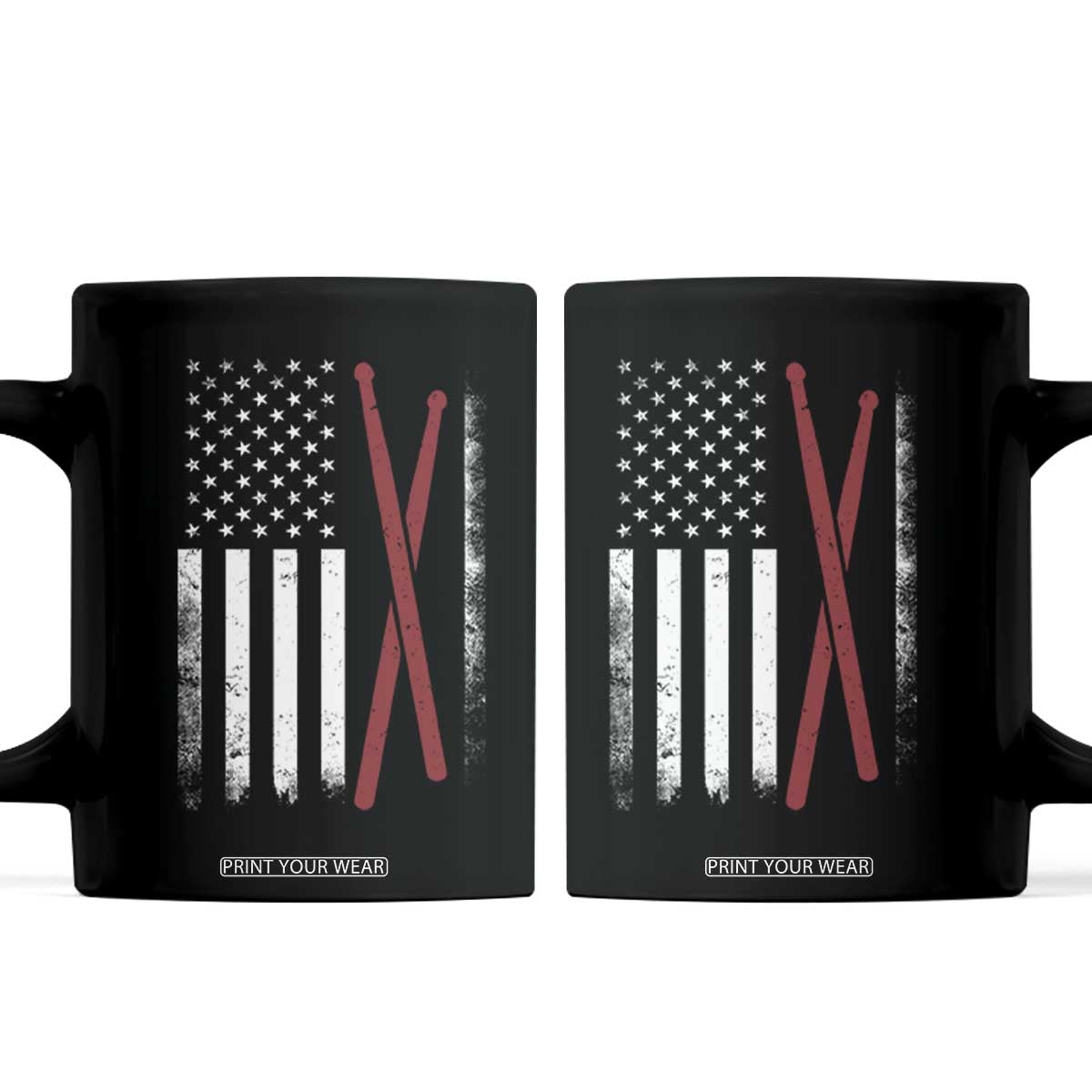 American Flag Drumsticks Coffee Mug USA Drummers Vintage Drum Sticks TS10 Black Print Your Wear