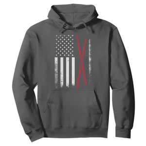 American Flag Drumsticks Hoodie USA Drummers Vintage Drum Sticks TS10 Dark Heather Print Your Wear