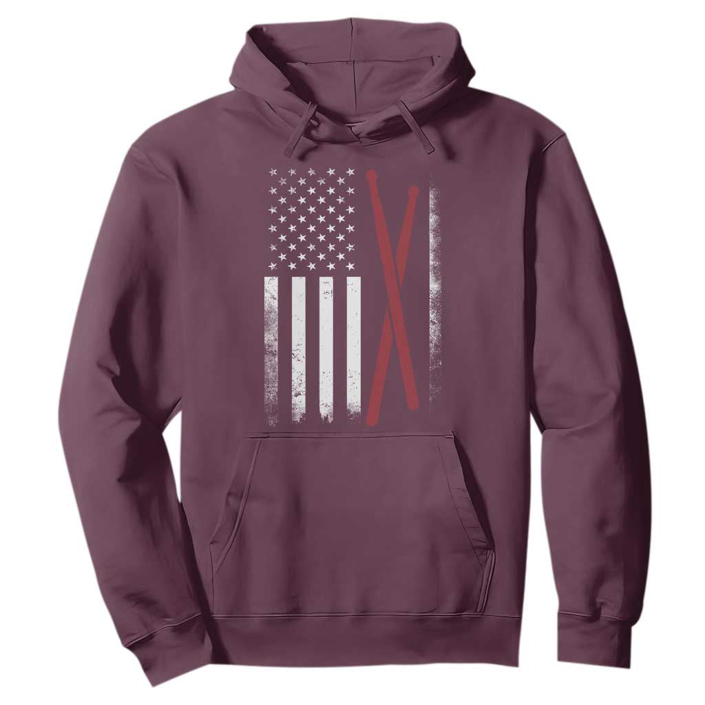 American Flag Drumsticks Hoodie USA Drummers Vintage Drum Sticks TS10 Maroon Print Your Wear