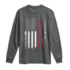 American Flag Drumsticks Long Sleeve Shirt USA Drummers Vintage Drum Sticks TS10 Dark Heather Print Your Wear