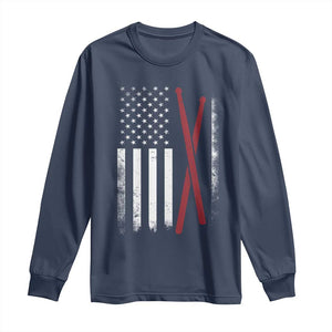 American Flag Drumsticks Long Sleeve Shirt USA Drummers Vintage Drum Sticks TS10 Navy Print Your Wear