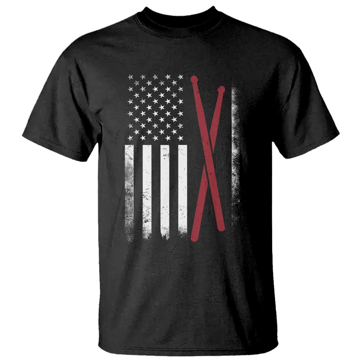 American Flag Drumsticks T Shirt USA Drummers Vintage Drum Sticks TS10 Black Print Your Wear