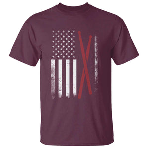 American Flag Drumsticks T Shirt USA Drummers Vintage Drum Sticks TS10 Maroon Print Your Wear