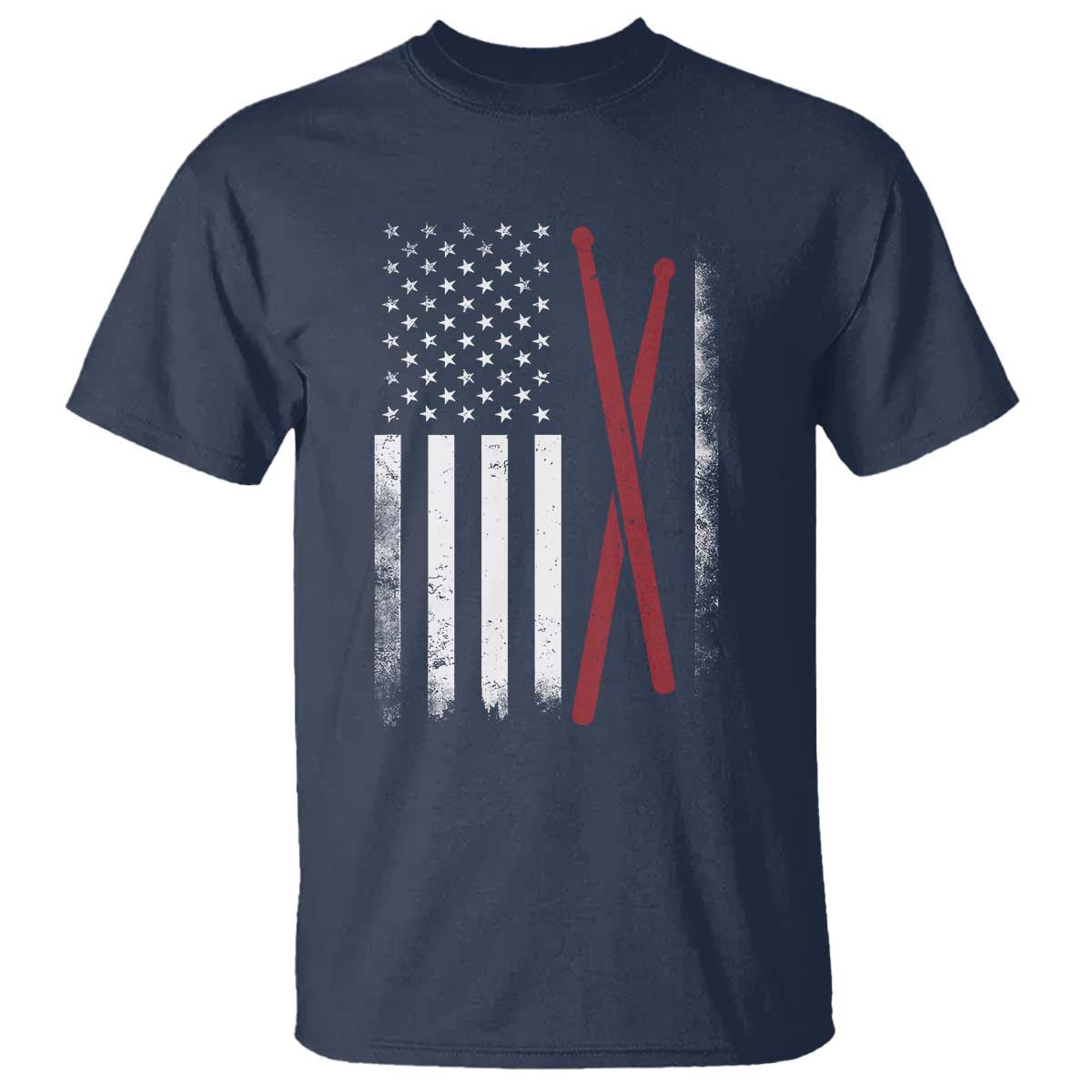 American Flag Drumsticks T Shirt USA Drummers Vintage Drum Sticks TS10 Navy Print Your Wear
