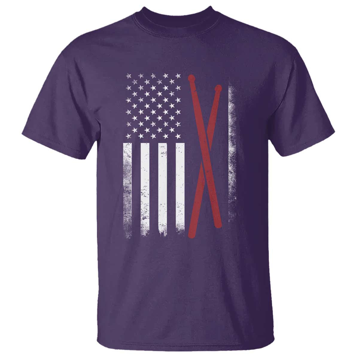 American Flag Drumsticks T Shirt USA Drummers Vintage Drum Sticks TS10 Purple Print Your Wear