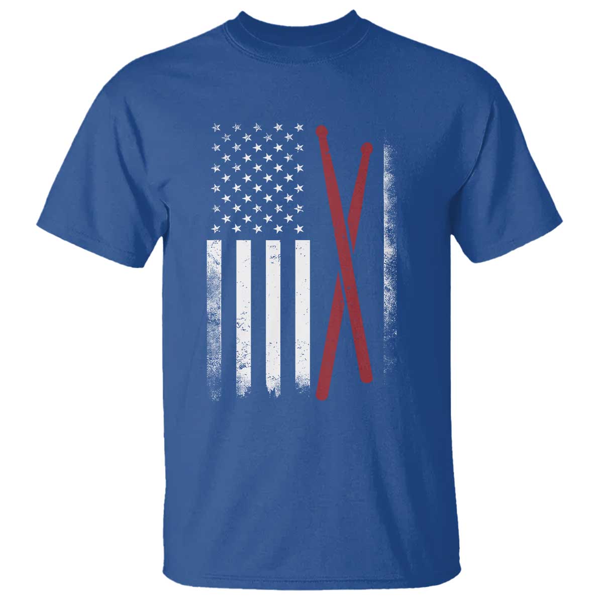 American Flag Drumsticks T Shirt USA Drummers Vintage Drum Sticks TS10 Royal Blue Print Your Wear