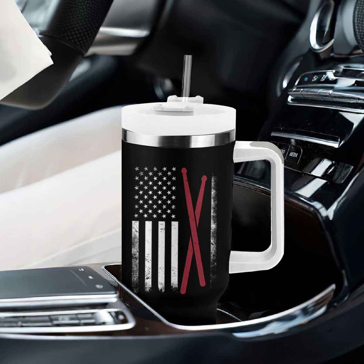 American Flag Drumsticks Tumbler With Handle USA Drummers Vintage Drum Sticks TS10 Print Your Wear